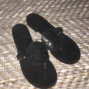 BLACK LEATHER JACK ROGERS